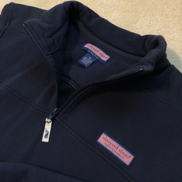 Vinyard Vines Navy Quarter Zip Sweater Jacket - Picture 3 of 8